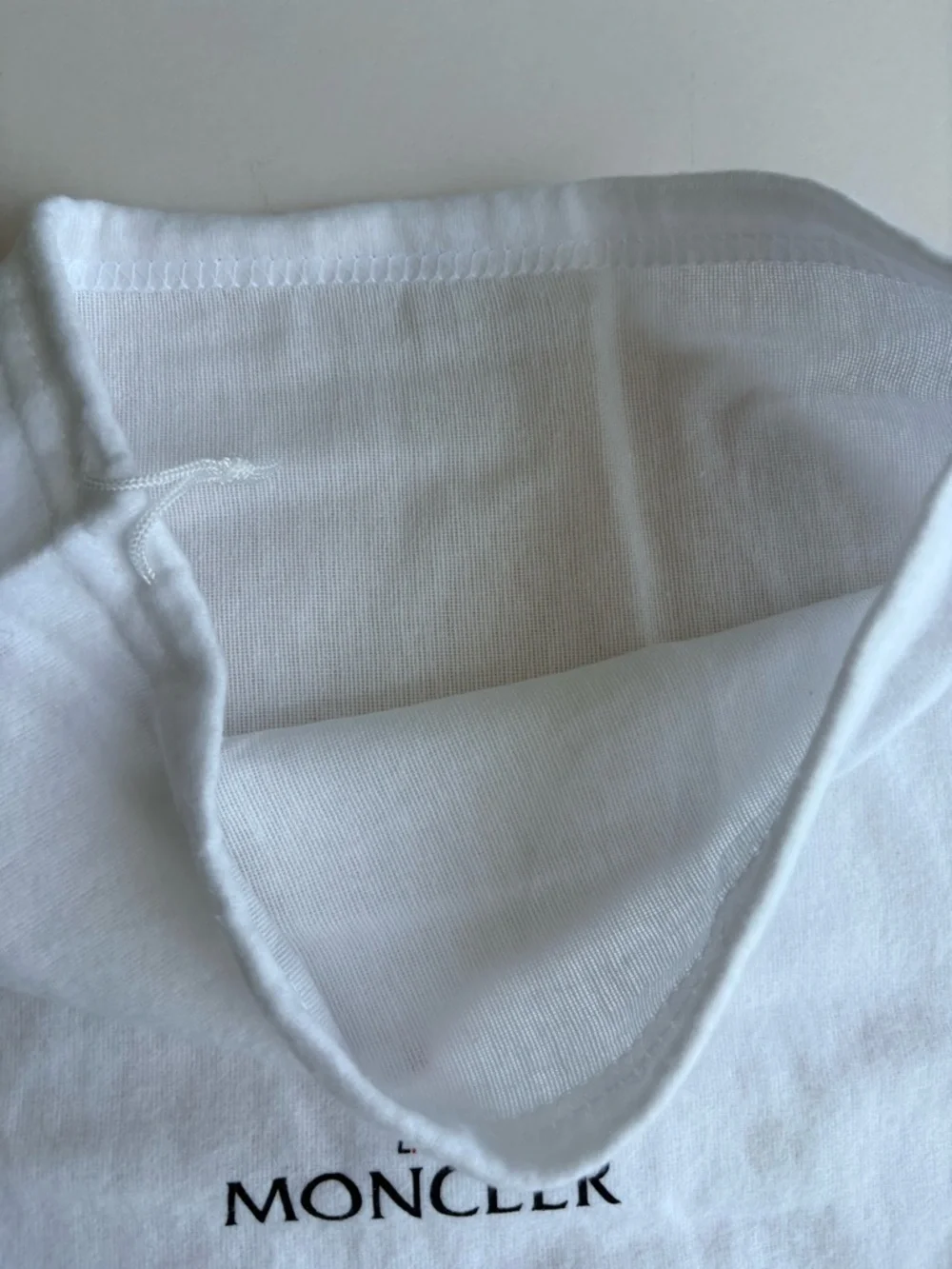 Moncler White Logo Drawstring Pouch